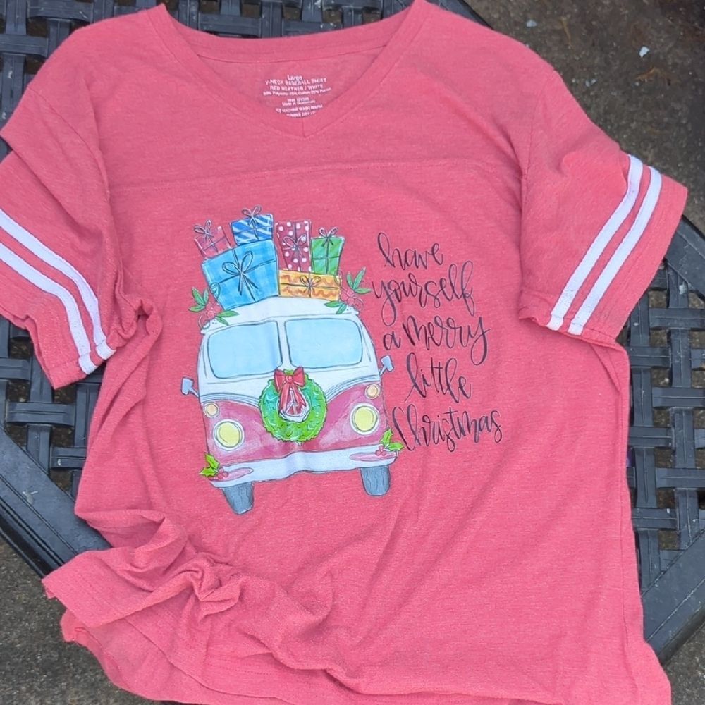 Have Yourself A Merry Little Christmas Shirt V-neck Baseball Shirt Size Large VW